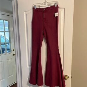 Free People Red Flare Jeans